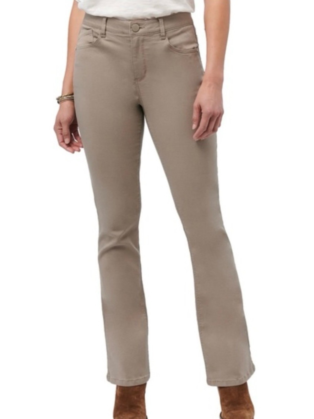 DEMOCRACY Jeans “Ab” Solution High Rise Slim Panels Itty Bitty Boot Cut Taupe